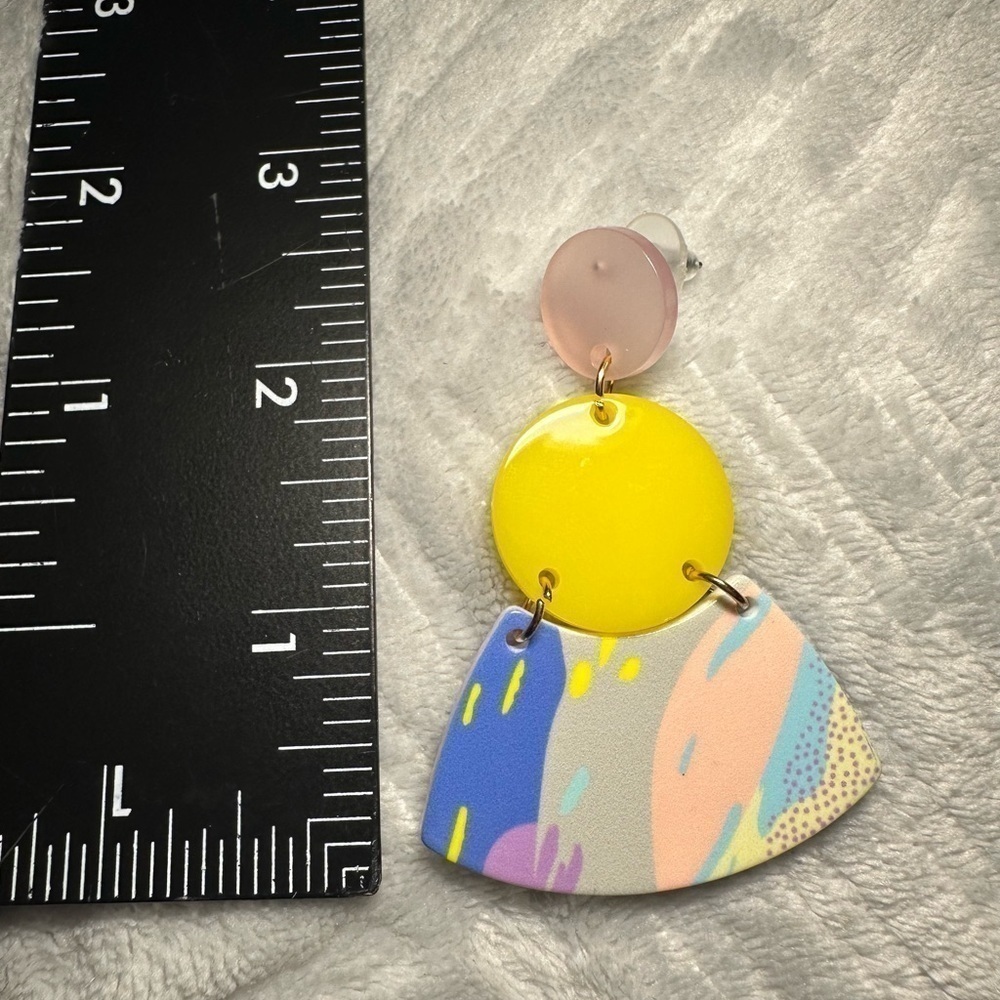 Geometric Graffiti Drop Earrings - Picture 3 of 4